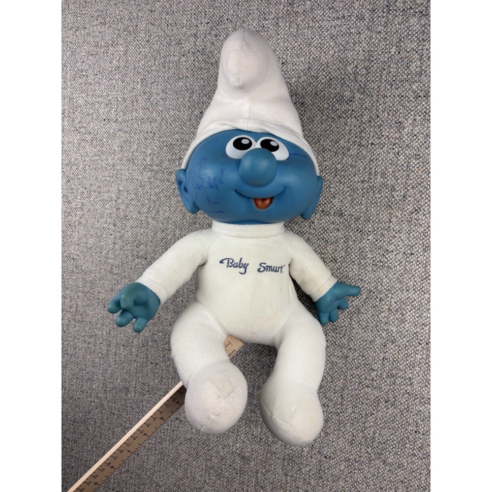 Smurf - Baby Smurf - Plush Vinyl Doll - 1984 - Peyo Hasbro - Vintage